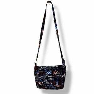 Patriotic USA Crossbody Bag Red White Blue Americana Flag Print Small Purse